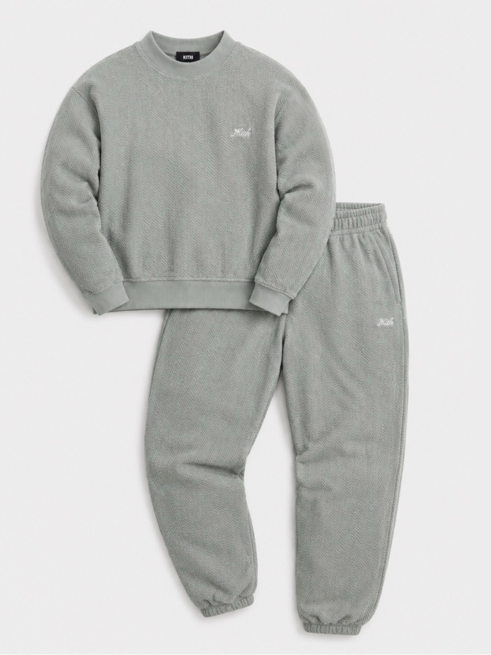 Kith Haylen Cropped Terry Crew Neck Sweater Sweatshirt Jogger Loungewear 2PC Set